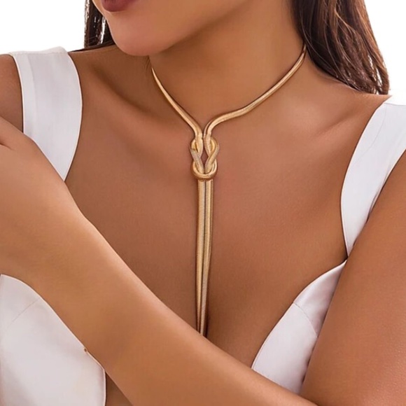 sanity ranch Jewelry - Elegant Gold-Tone Y-Knot Tassel Necklace New